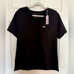 Figs Women's Short Sleeve Black Scrub Top